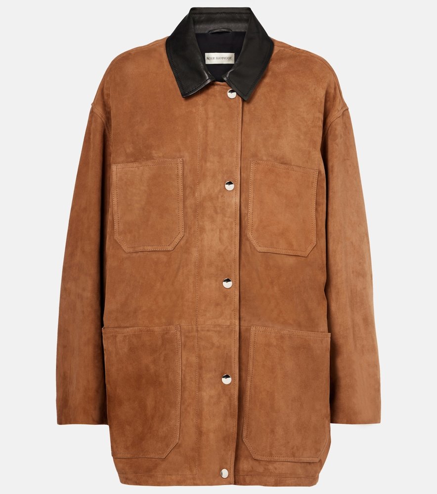 Nour Hammour Barn suede jacket in brown - Hamptons in Winter Nour Hammour Barn suede jacket in brown - Hamptons in Winter