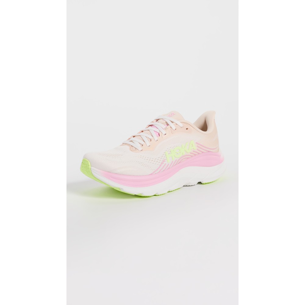 HOKA Clifton sneaker in pink and cream