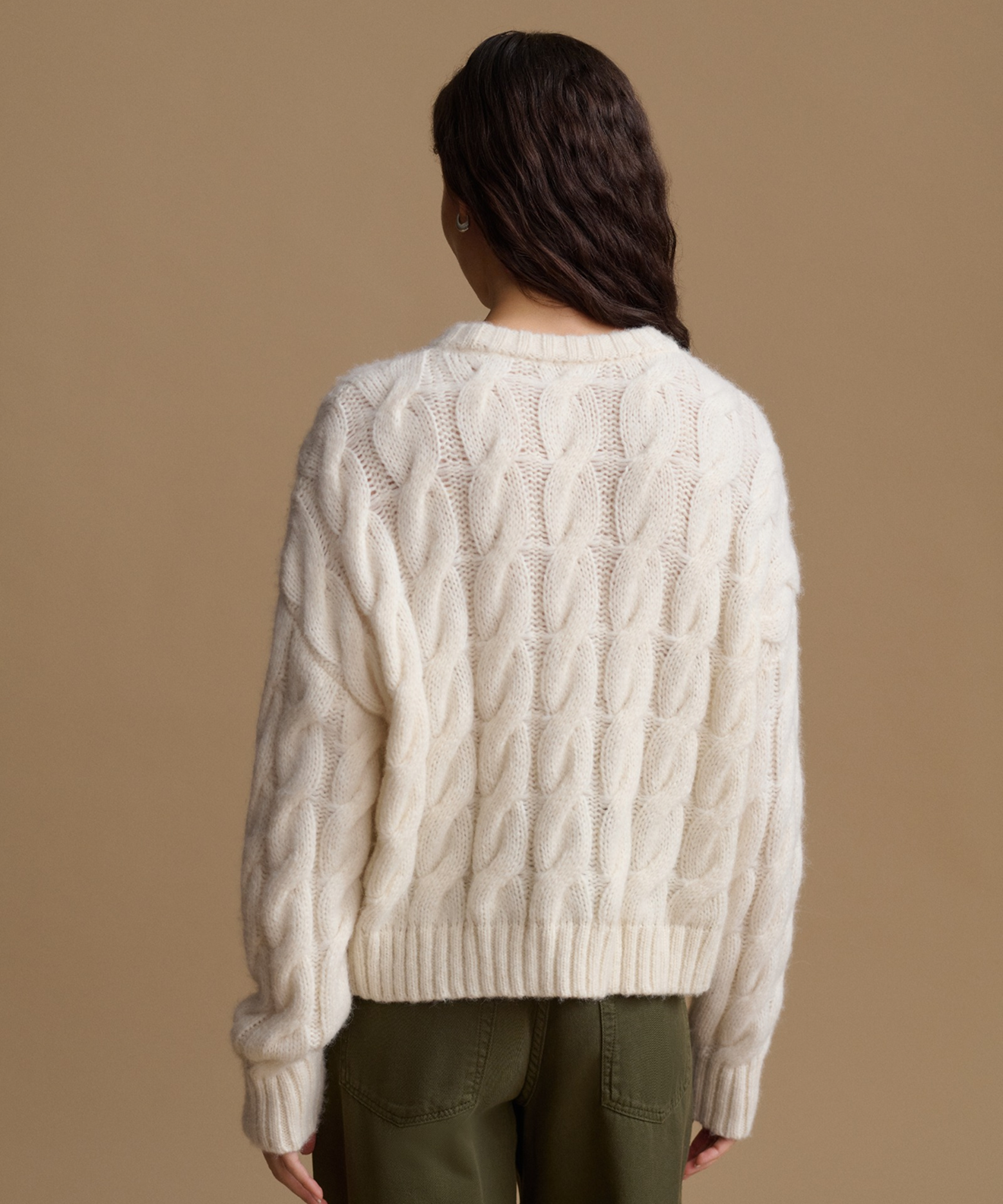 Jenni Kayne Cable Serena Crewneck in Ivory