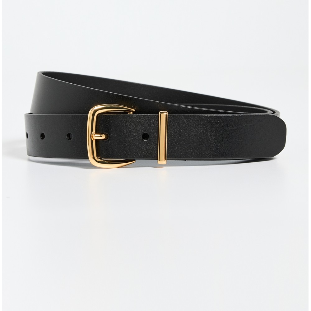 Madewell Essentials leather belt in black with a gold buckle
