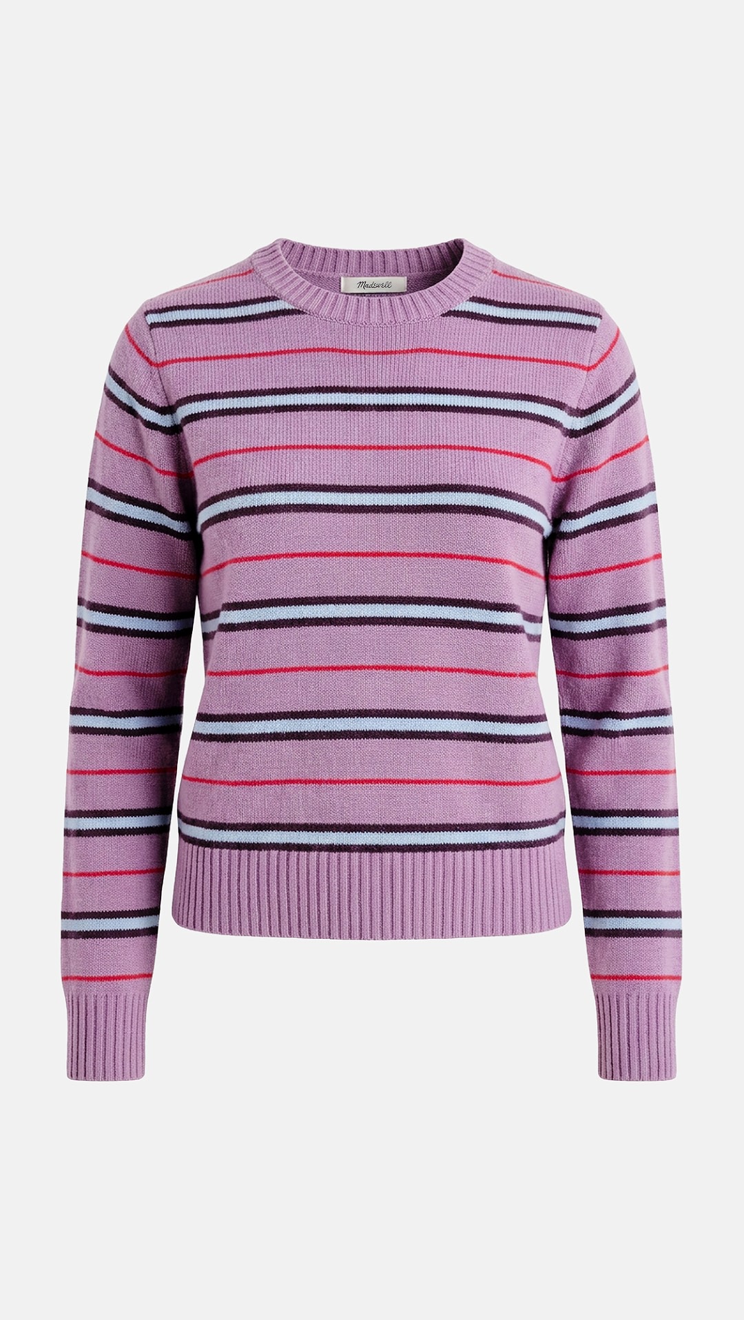 Madewell antique mauve stripe The Mila merino wool crewneck