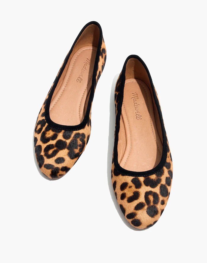 Madewell Reid Ballet Flat in Leopard Calf Hair