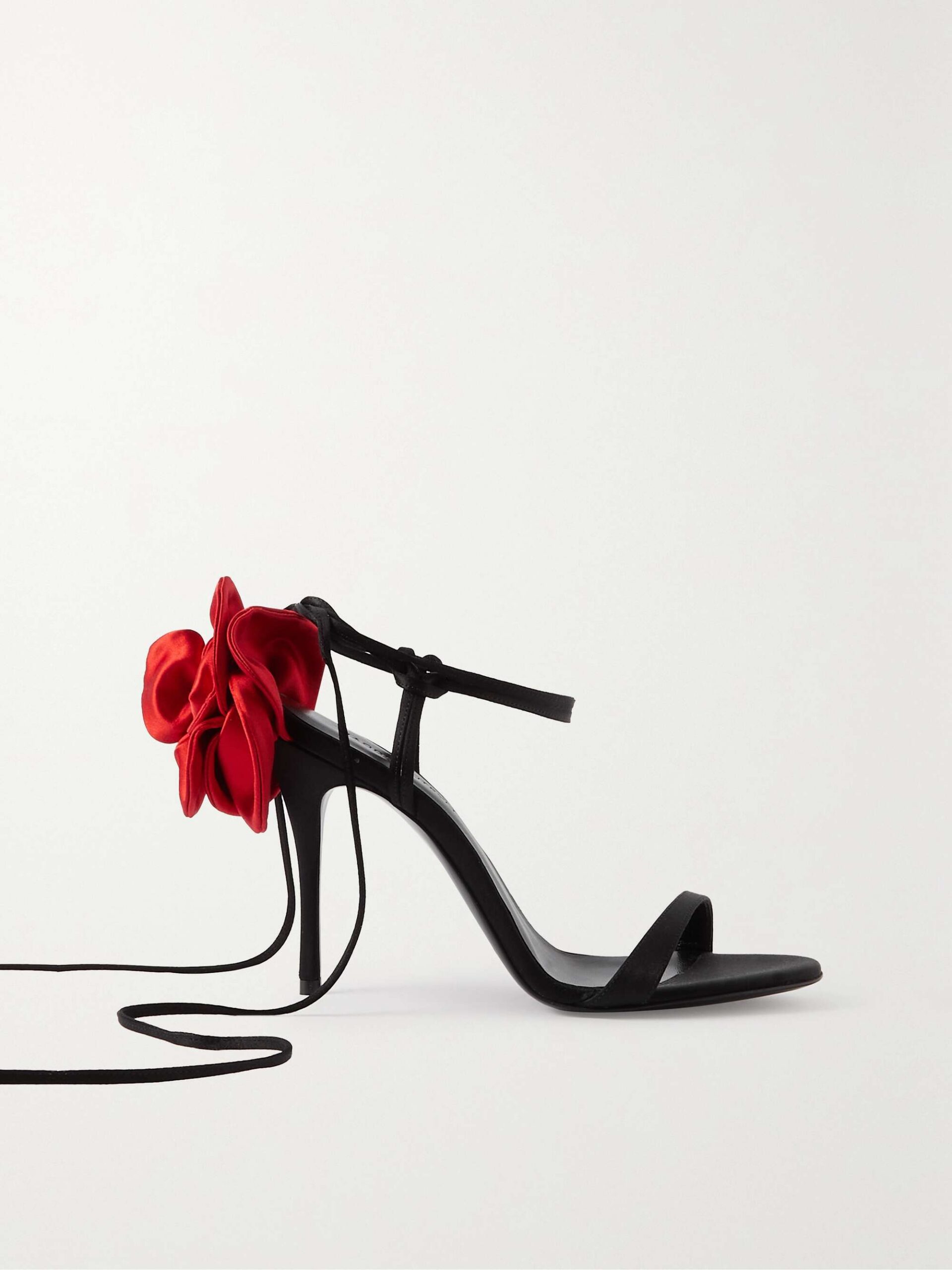 Magda Butrym lace-up satin sandals in black and red