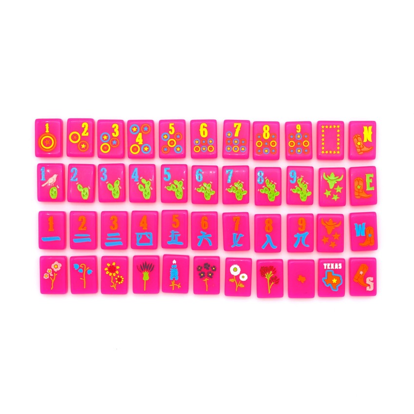 Hot pink Texas mahjong tile set