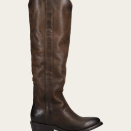 Frye Billy Softy Tall western boots in brown - Monica Dutton outfits