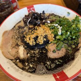 Black King ramen with squid ink broth at Ramen Nagi in Century City