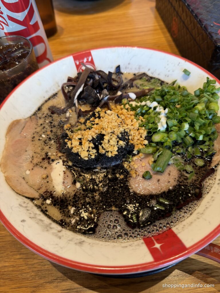 Black King ramen with squid ink broth at Ramen Nagi in Century City