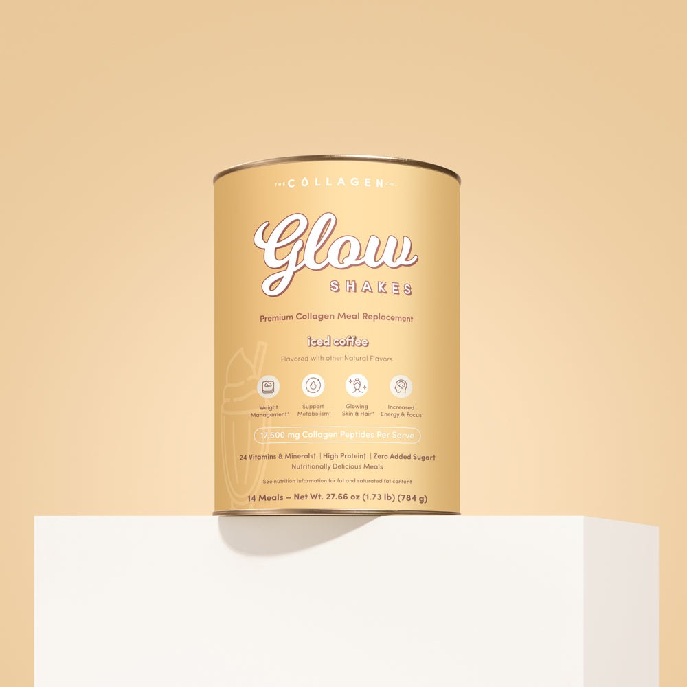 The Collagen Co Iced Coffee Glow Shake canister - Over 40 Healthy Living Routine