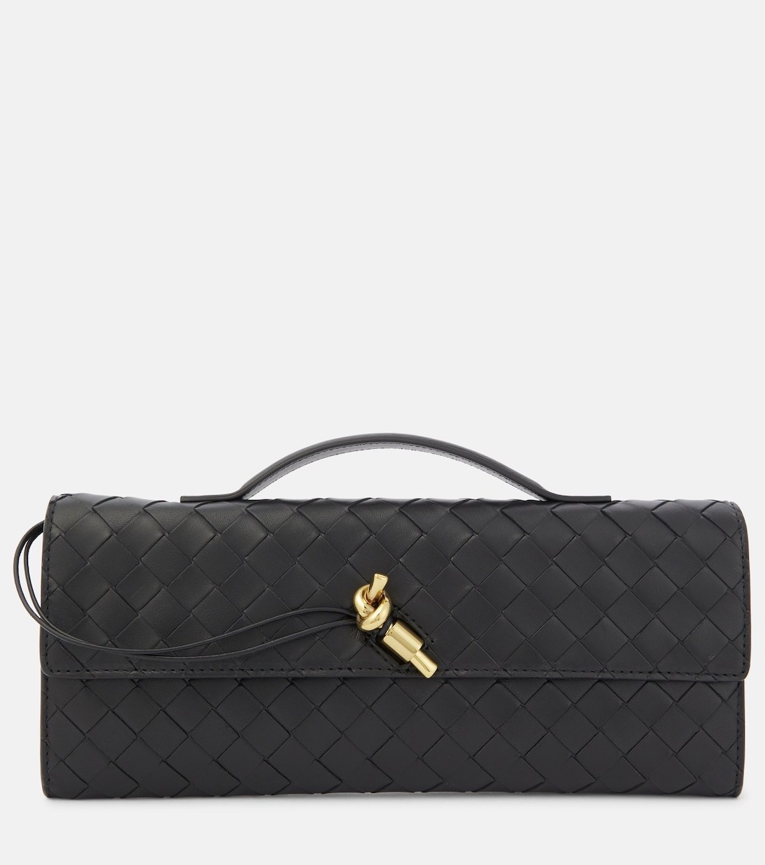 Bottega Veneta Andiamo Intrecciato Leather Clutch in Black - 17 Must