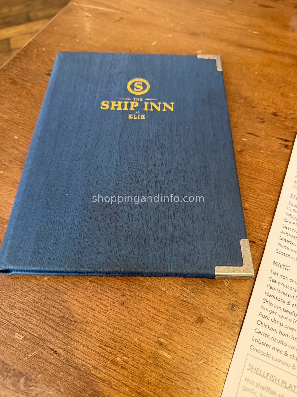 The menu at the Ship Inn in Elie, Fife - Scottish Designers