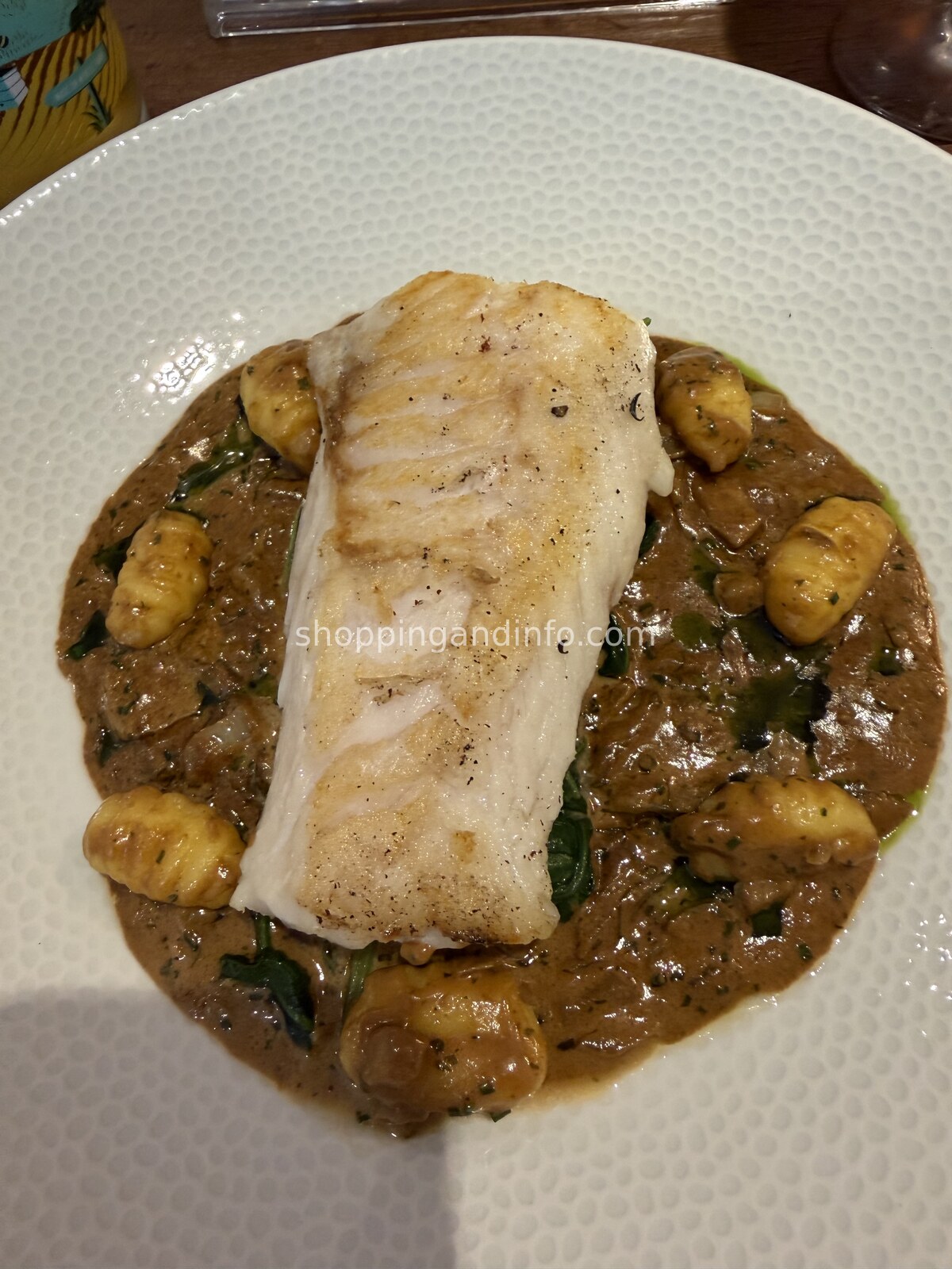 A fish and gnocchi plate on the Scotland trip - Scottish Designers