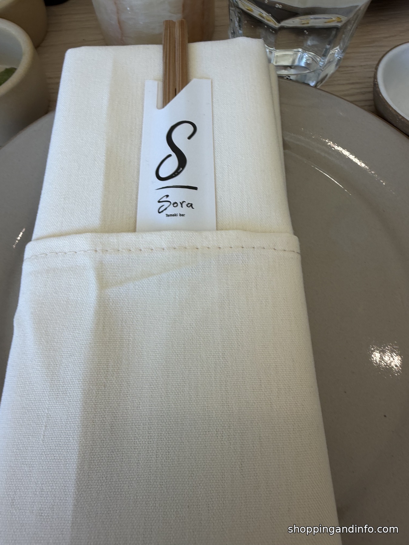 Place setting at Sora Temaki Bar