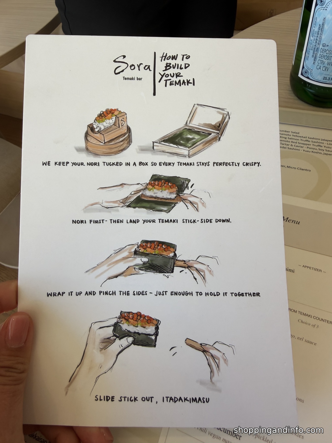 Temaki how-to card at Sora