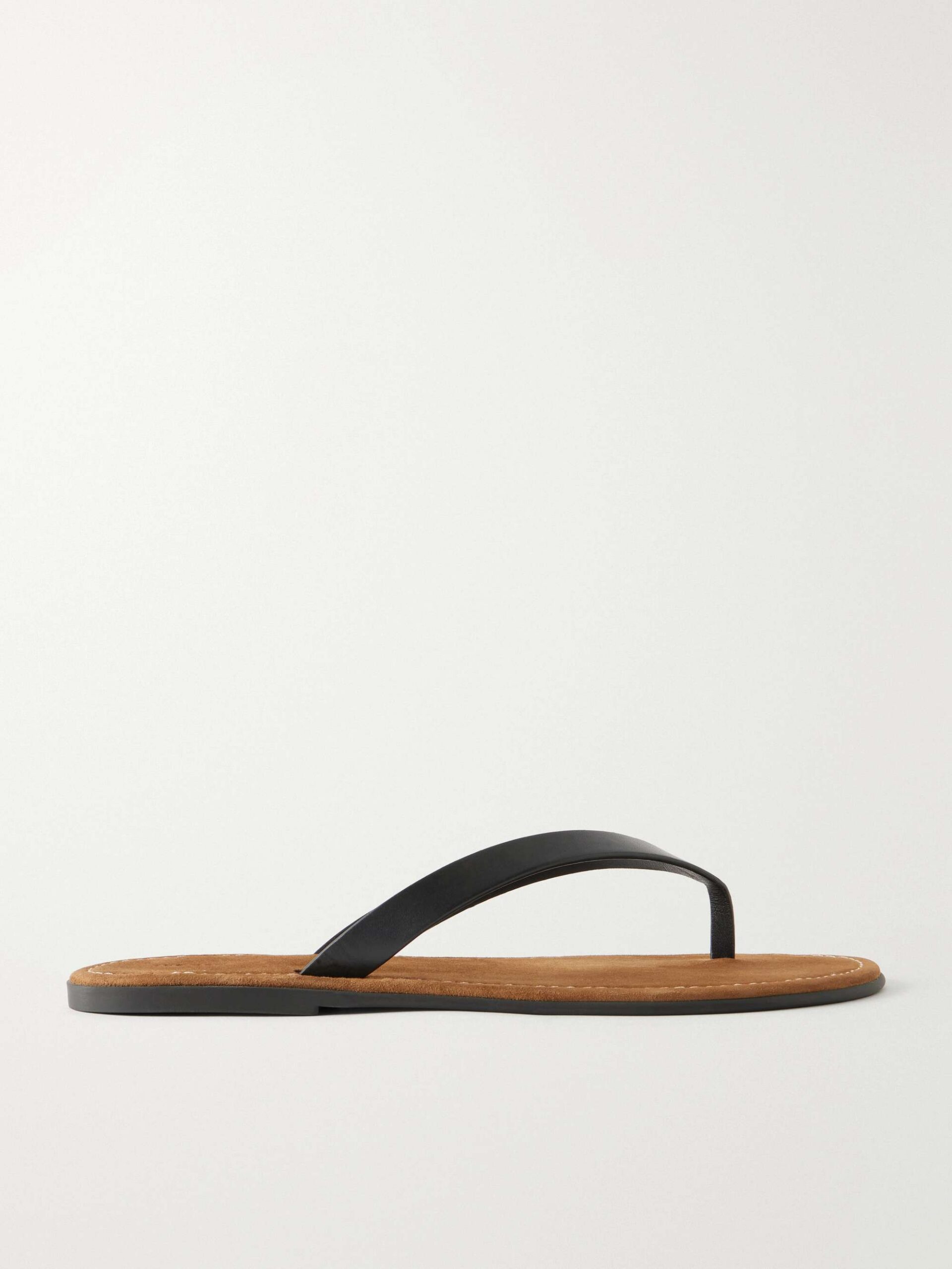 The Row Beach leather flip flops in black