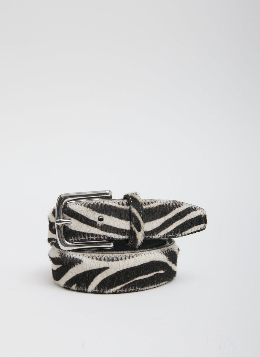 TIBI Classic Pony Hair Belt in Zebra