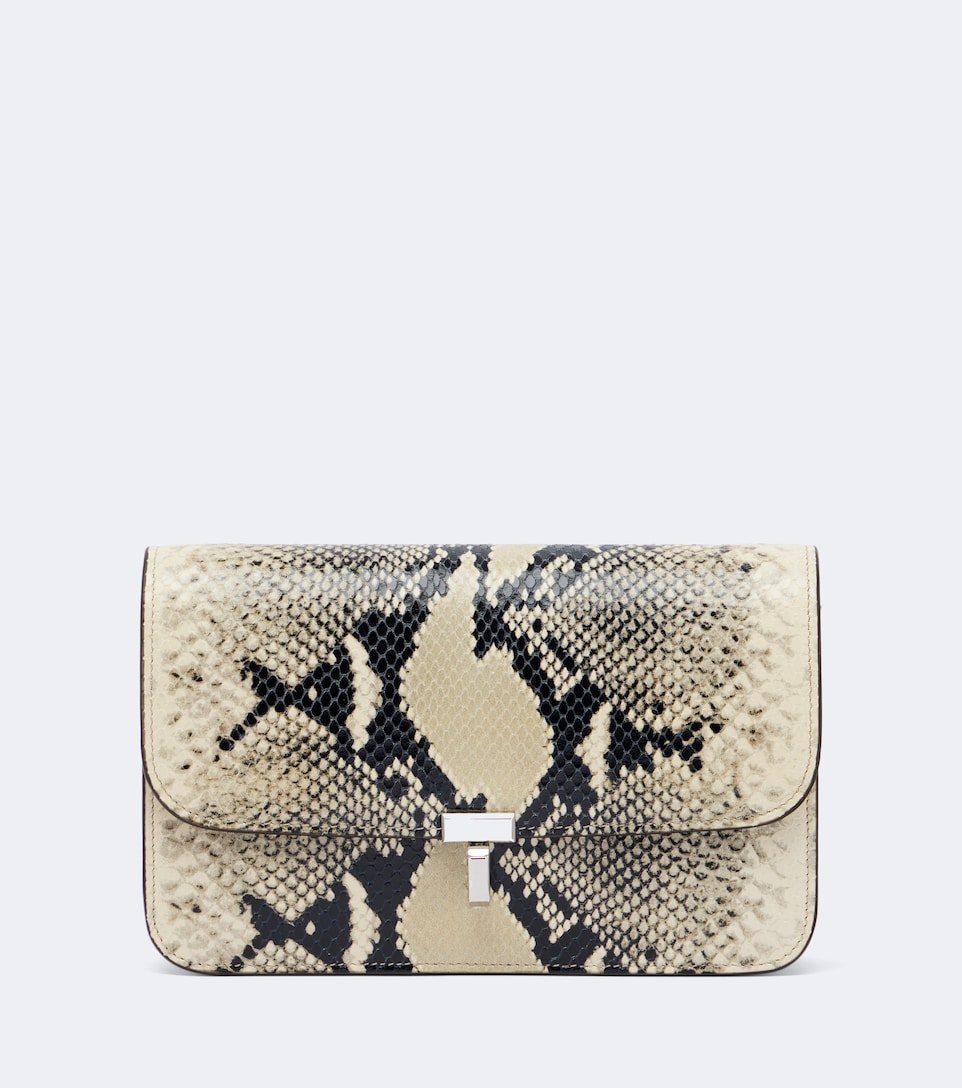 Toteme T-Lock Snake-Effect Leather Crossbody Bag