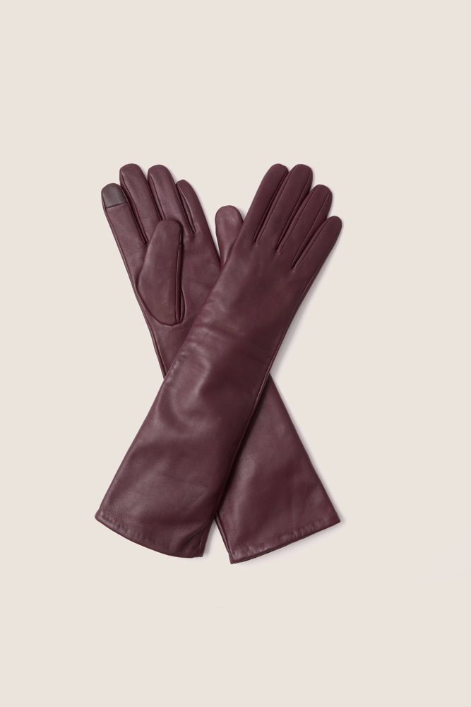 Tuckernuck Windsor long leather gloves in wine product photo - Scottish Designers