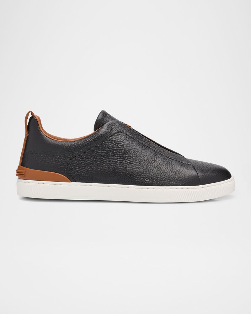 Zegna Triple Stitch Deerskin Sneakers
